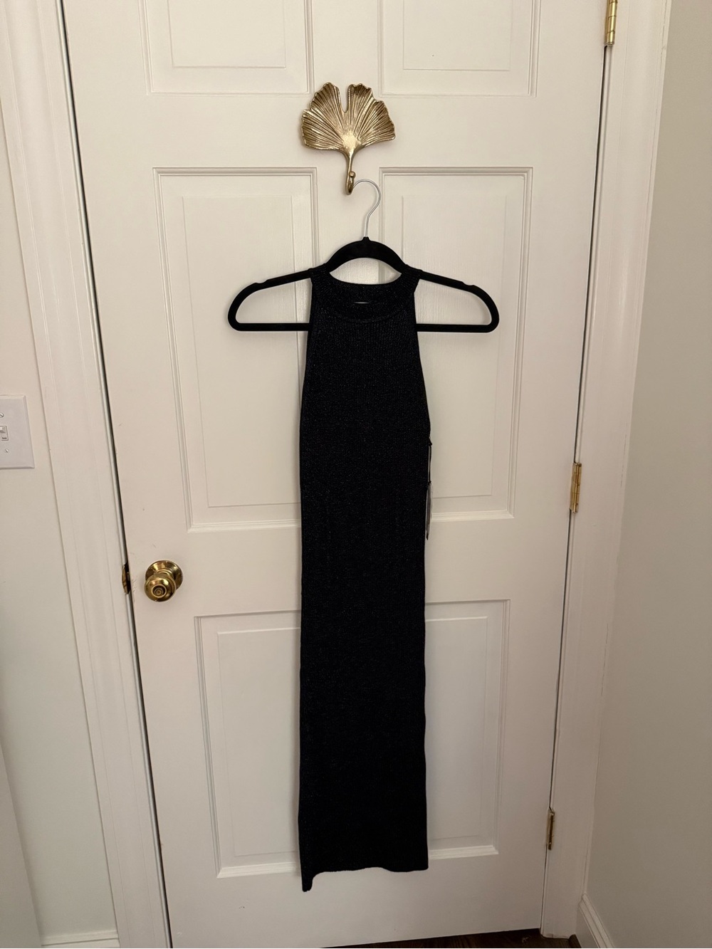 Michael Stars Shimmery Black Halter Maxi Dress